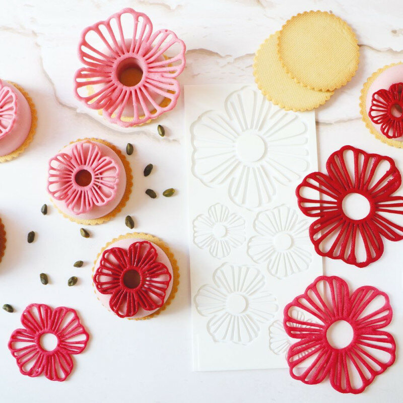 ScrapCooking Silikon-Dekormatte Blumen 28,3x13cm