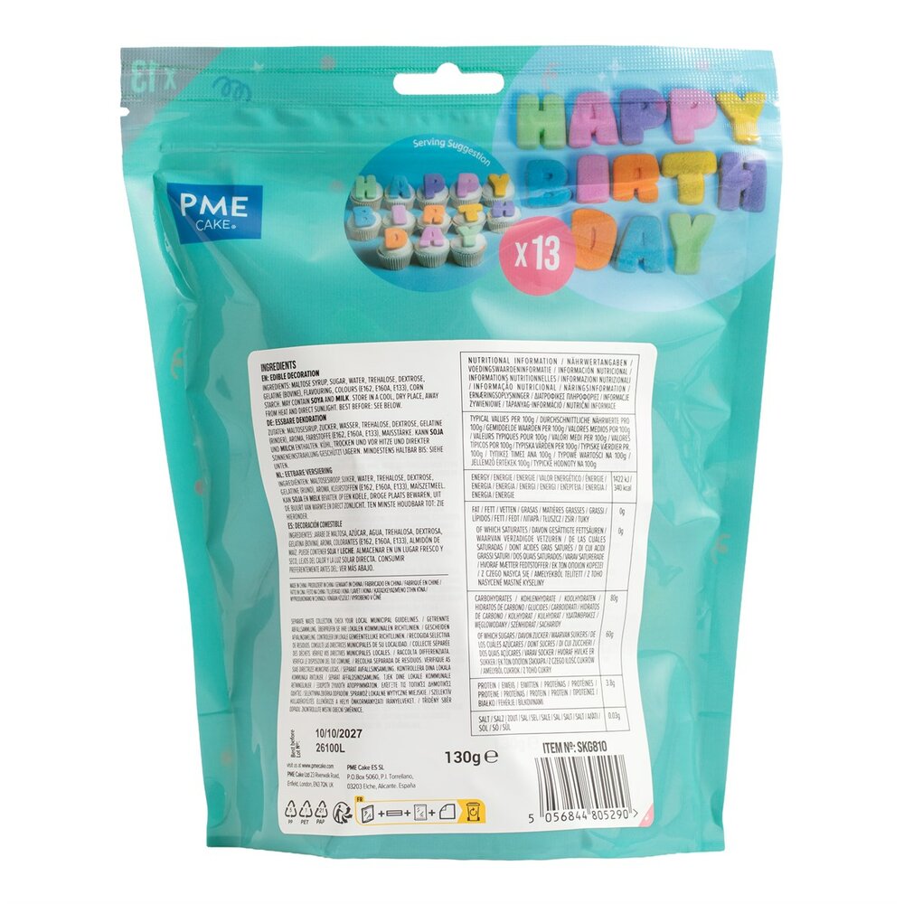 PME Marshmallow Happy Birthday Letters 13 stuks