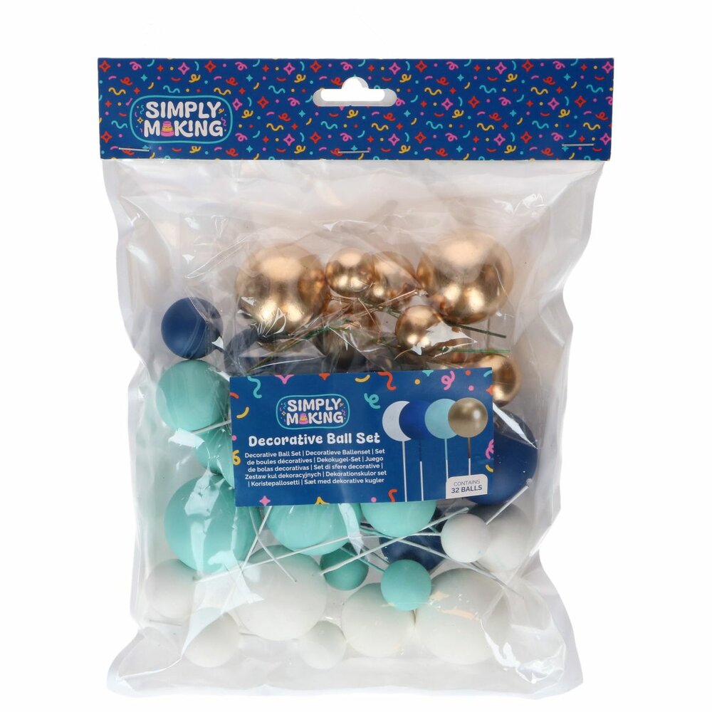 Simply Making Decoratieballen Blauw Ombre &amp; Goud 32 stuks