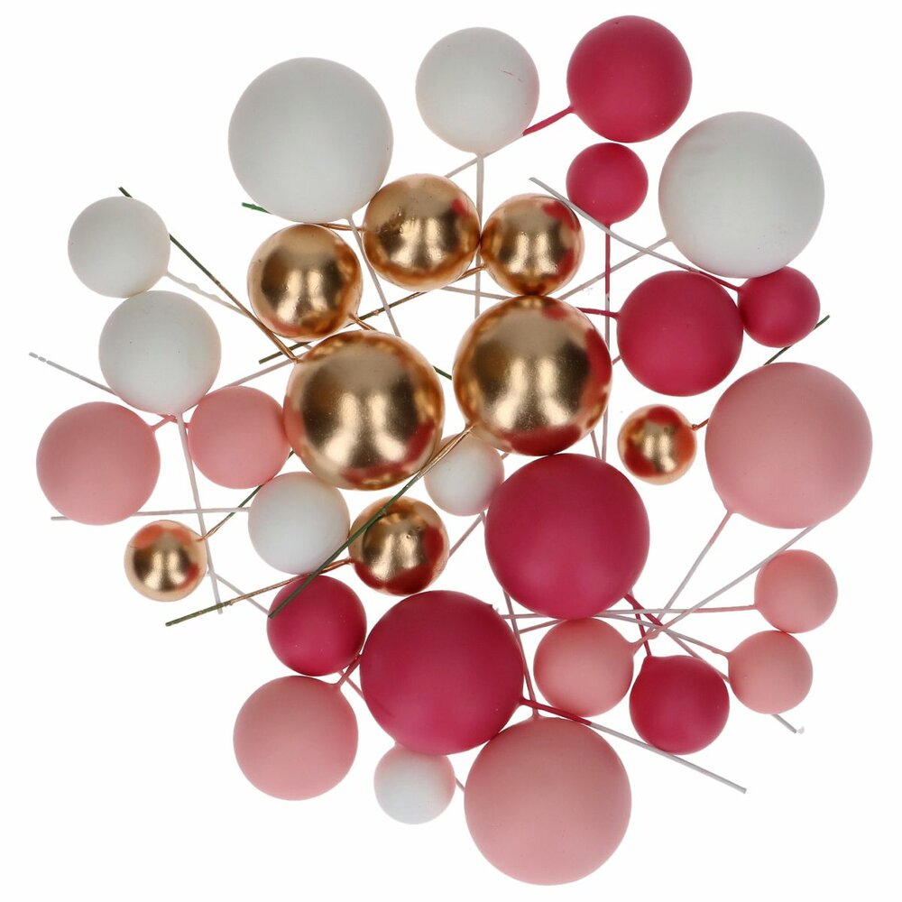 Simply Making Decoratieballen Hot Pink Ombre &amp; Goud 32 stuks