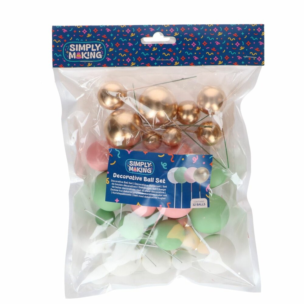 Simply Making Decoratieballen Pastelroze Groen &amp; Goud 32 stuks