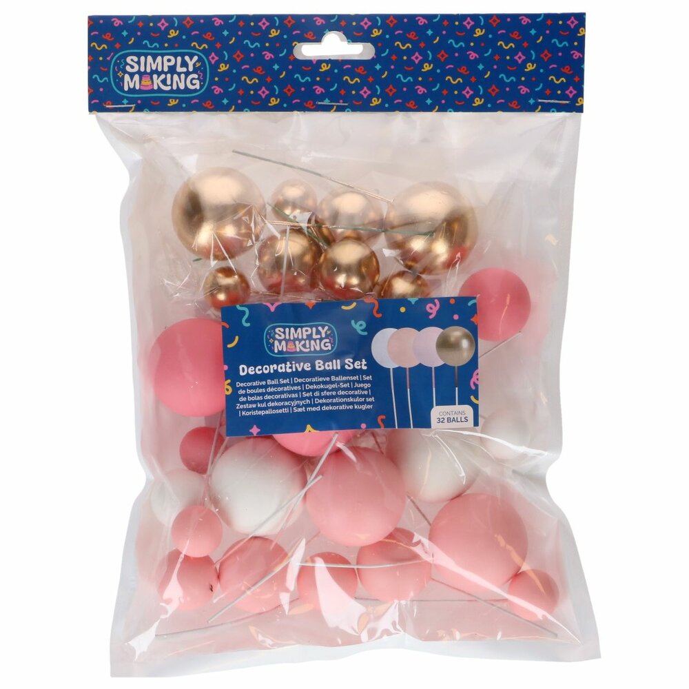 Simply Making Decoratieballen Roze Ombre &amp; Goud 32 stuks