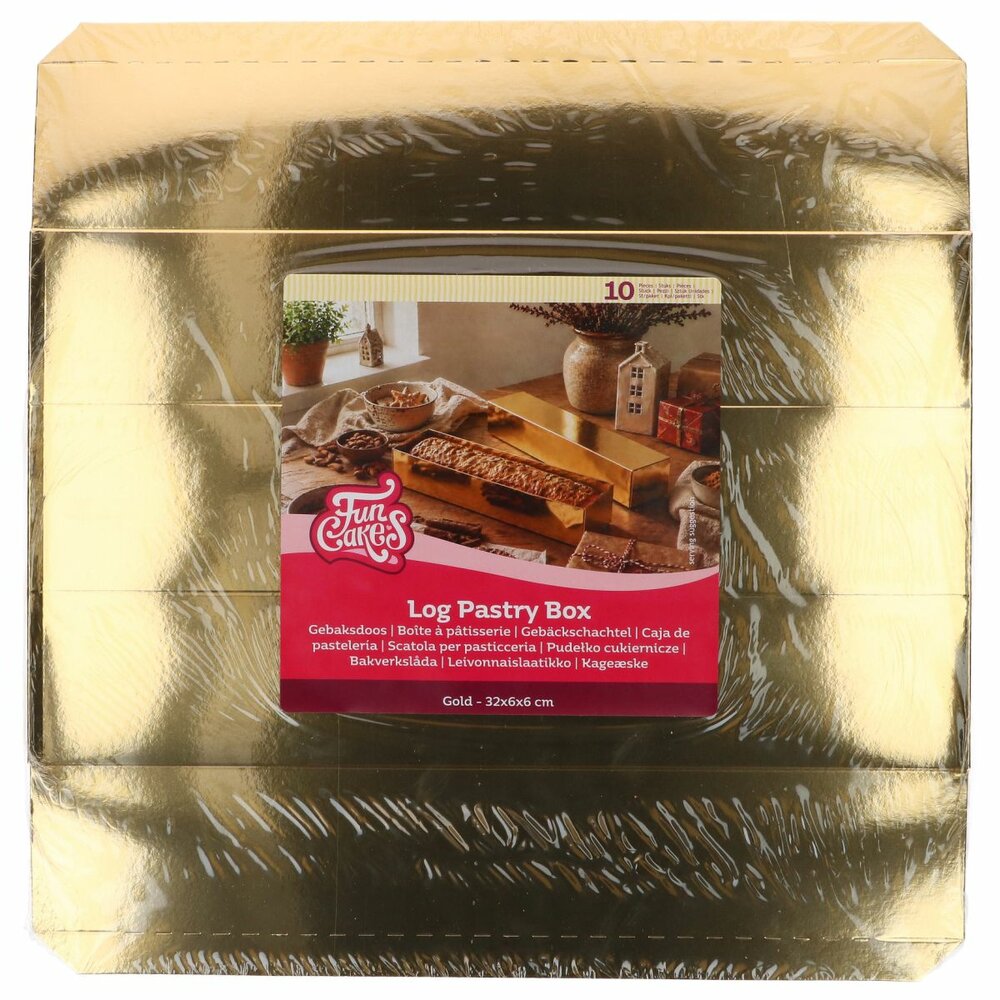FunCakes Gebaksdoos Goud Langwerpig 32x6x6 cm 10 stuks
