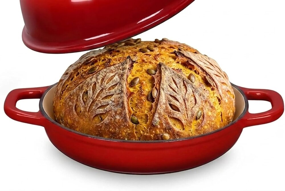 Allesken Verdeluxe Gietijzeren Broodbraadpan Rood 2,3 L