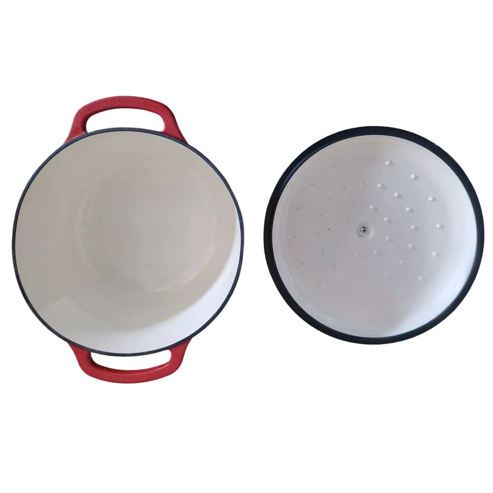 Allesken Verdeluxe Gietijzeren Braadpan Rond Rood 5,6 L