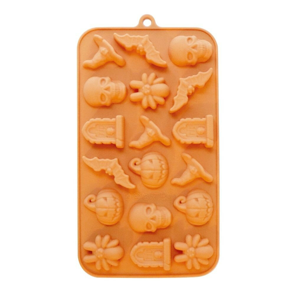 Siliconen Halloween Chocolade- en Snoepvorm &ndash; Spin, Pompoen &amp; Doodskop