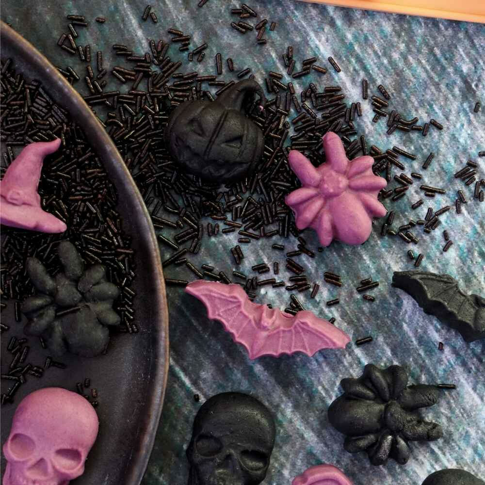 Siliconen Halloween Chocolade- en Snoepvorm &ndash; Spin, Pompoen &amp; Doodskop