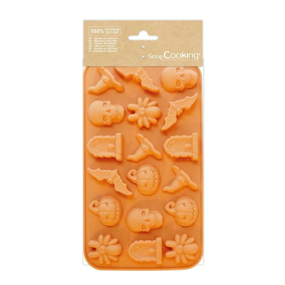 Siliconen Halloween Chocolade- en Snoepvorm &ndash; Spin, Pompoen &amp; Doodskop