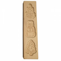 Kerst Speculaasplank Kaars &amp; Sneeuwpop &amp; Kerstboom 30x7,5 cm