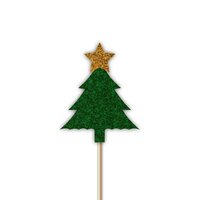 AH Glitter Christmas Tree Cupcake Toppers Green pk12