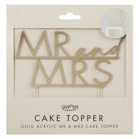 Ginger Ray Gold Acrylic Mr &amp; Mrs Cake Topper
