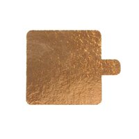 Quadratische Tortenunterlage Gold/Schwarz mit Lasche 8&times;8 cm &ndash; 25 St&uuml;ck