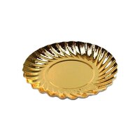 Rundes Goldenes Geb&auml;cksch&auml;lchen mit Riffelrand &Oslash;8,8 cm &ndash; 25 St&uuml;ck