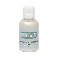 BrandNewCake Metallic Food Paint Wit met Kwastje 60 g