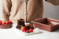 Point-Virgule Square Cake Pan Vintage Maroon 20cm