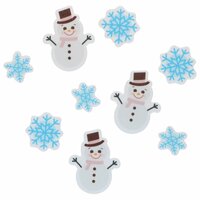 Wilton Essbare Waffelpapier-Dekorationen Schneem&auml;nner &amp; Schneeflocken &ndash; Set/9