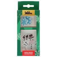 Wilton Essbare Waffelpapier-Dekorationen Schneem&auml;nner &amp; Schneeflocken &ndash; Set/9