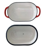 Allesken Rodeluxe Gietijzeren Broodbraadpan Ovaal Rood 2,6 L