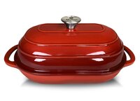 Allesken Rodeluxe Gietijzeren Broodbraadpan Ovaal Rood 2,6 L