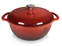 Allesken Verdeluxe Gietijzeren Braadpan Rond Rood 5,6 L
