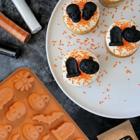 Siliconen Halloween Chocolade- en Snoepvorm &ndash; Spin, Pompoen &amp; Doodskop