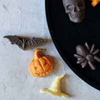 Siliconen Halloween Chocolade- en Snoepvorm &ndash; Spin, Pompoen &amp; Doodskop