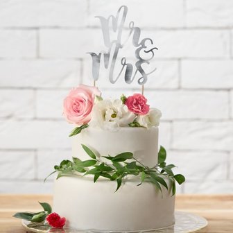 PartyDeco Cake Topper Mr &amp; Mrs Silber