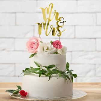 PartyDeco Cake Topper Mr &amp; Mrs Gold