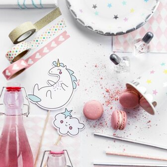 PartyDeco Taart Toppers Unicorn Set/5