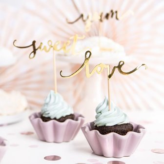PartyDeco Cupcake Topper Love Gold 6-teilig