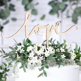 PartyDeco Wooden Cake Topper Love