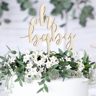 PartyDeco Holz Cake Topper Oh Baby