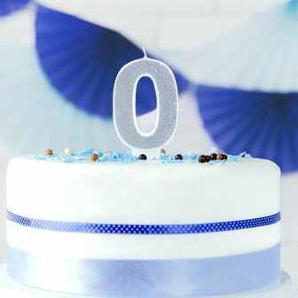 Party Deco Silver Birthday Candle Number 0 