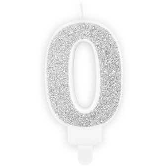 Party Deco Silver Birthday Candle Number 0 