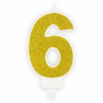 PartyDeco Gouden Verjaardag Kaars Nummer 6