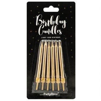 PartyDeco Bougies d&rsquo;anniversaire Unies Or 6cm pcs/6