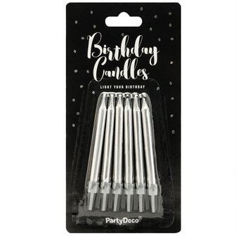 PartyDeco Bougies d&rsquo;anniversaire Unies Argent 6cm pcs/6