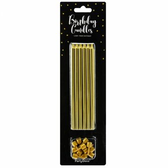  PartyDeco Birthday Candles Plain Gold 12,5cm pk/12