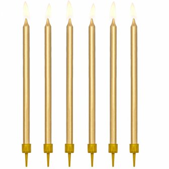 PartyDeco Geburtstagskerzen Gold 12,5cm 12 St&uuml;ck