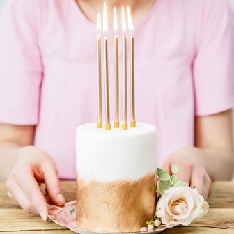  PartyDeco Birthday Candles Plain Gold 12,5cm pk/12