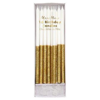 Meri Meri Gold Glitter Dipped Candles pk/16