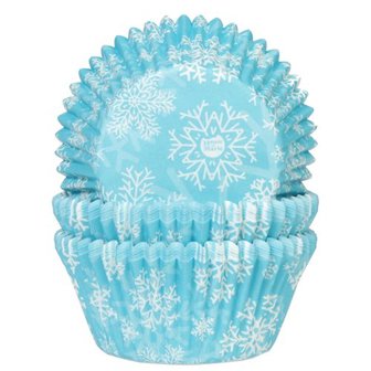 House of Marie Baking Cups Sneeuwkristal Blauw pk/50