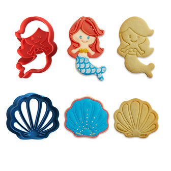 Decora Mermaid and Shell Plastic Cookie Cutter Set 2