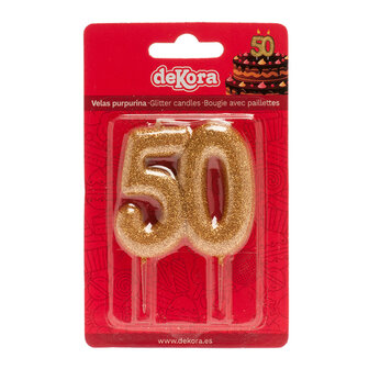 Dekora kaars 50 glitter goud