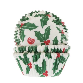 House of Marie Baking Cups Christmas Holly Leaf pk/50