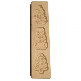 Kerst Speculaasplank Kaars &amp; Sneeuwpop &amp; Kerstboom 30x7,5 cm