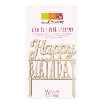 Scrapcooking Houten Taart Topper Happy Birthday