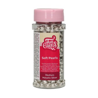 FunCakes Zachte Parels Medium Metallic Zilver 55 g