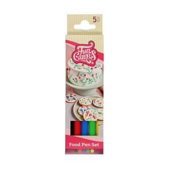 Funcakes funcolours Brush food Pen primary set/5 - Kaatjes Bakwinkel