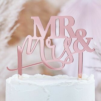 Ginger Ray Mr &amp; Mrs Rose Gold Acrylic Wedding Cake Topper